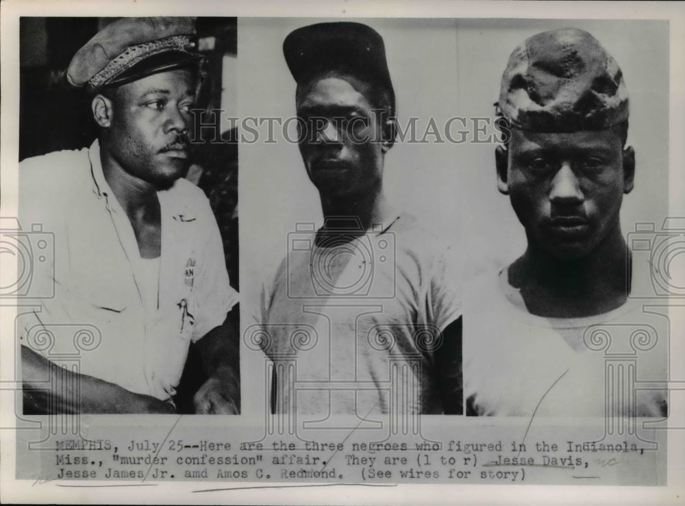 1951 Press Photo Jesse Davis, Jesse James Jr., and Amos C. Redmond in Memphis - Historic Images