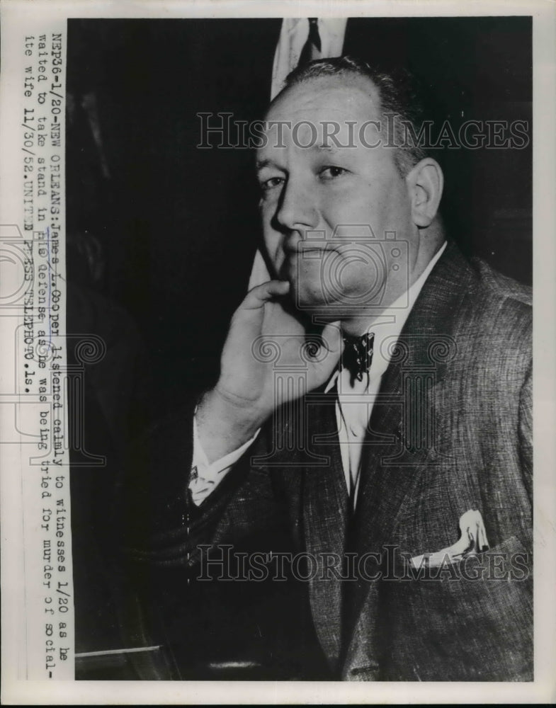 1954 Press Photo James L Cooper being tried for murder of socialite wife-Historic Images