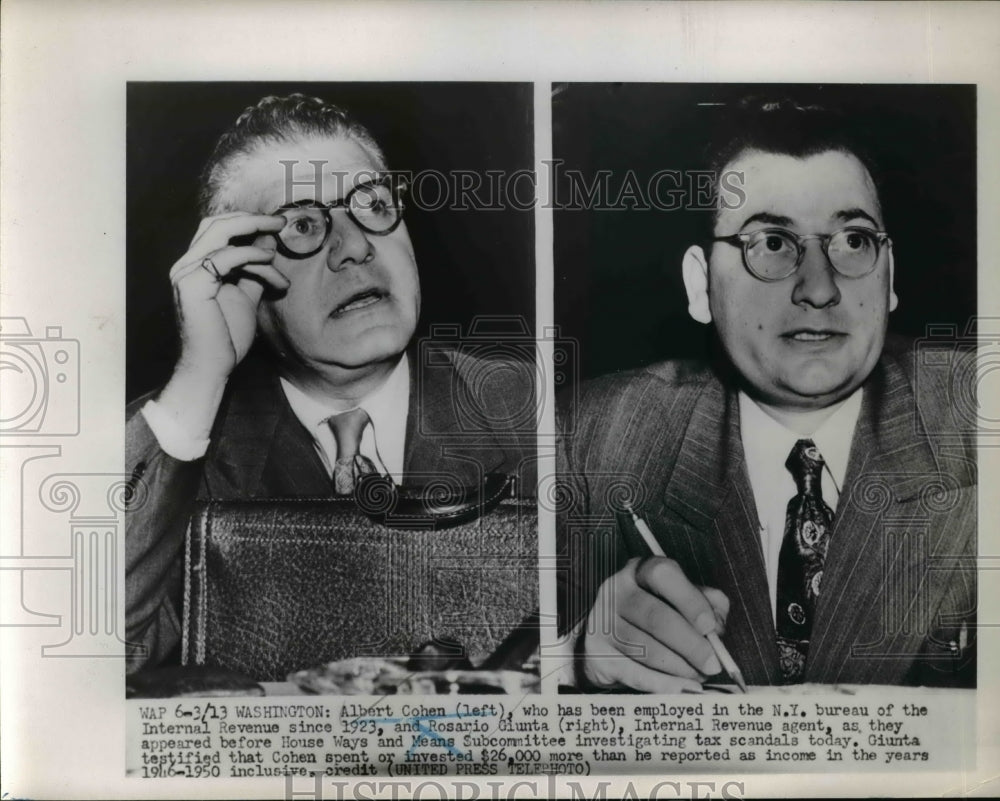 1950 Press Photo Albert Cohen &amp; Rosario Giunta of Internal Revenue - Historic Images