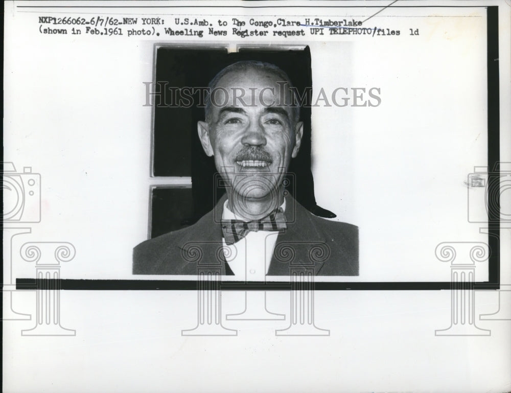 1961 Press Photo US Ambassador to Congo Claro H Timberlake - Historic Images