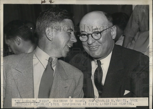 1938 Press Photo Tom Girdler & Charles White of Republic Steel Co - Historic Images