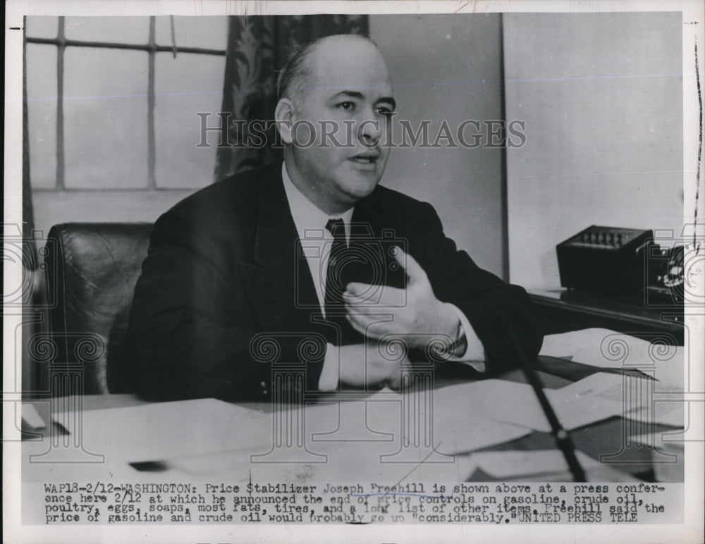 1953 Press Photo Washington DC, Price Stabilizer Joseph Freehill, Government-Historic Images