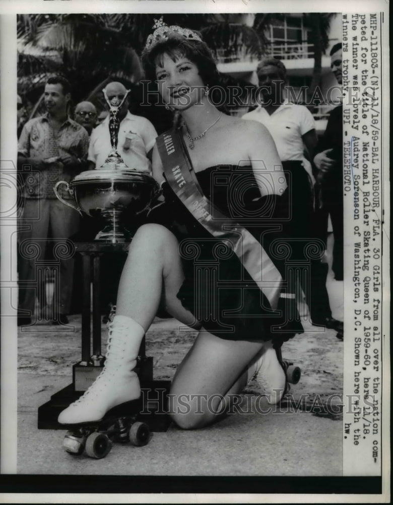 1959 Press Photo Lovely Audrey Sorenson won National Roller Skating Queen - Historic Images