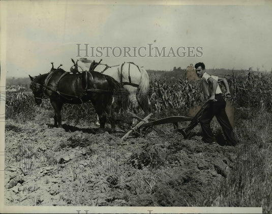 1932 Press Photo Al Deluca farming in Blairsville, Pennsylvania - Historic Images