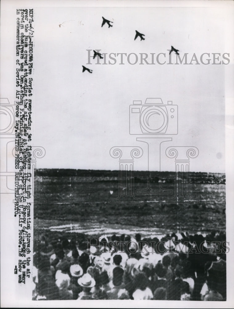 1956 Jet Fighters Fly in Formation Air Show Tushing Airport Moscow - Historic Images