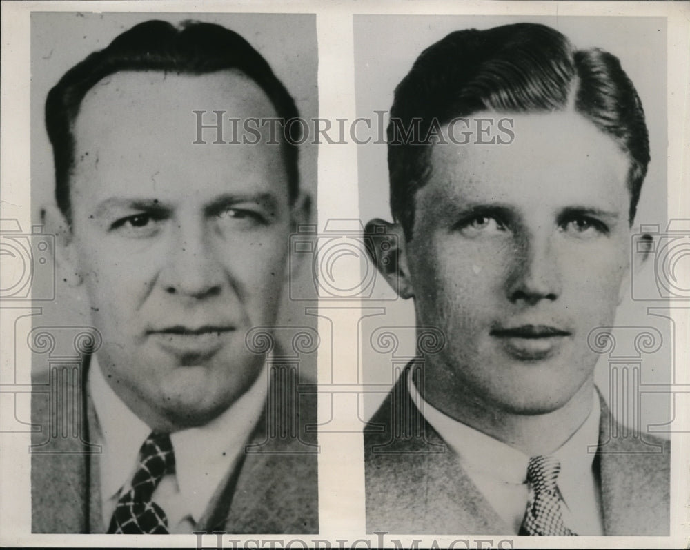 1940 Capt Howard Fey Pilot & T. Sandegren 1st officer wrecked plane - Historic Images
