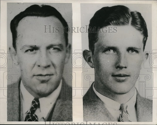 1940 Capt Howard Fey Pilot & T. Sandegren 1st officer wrecked plane - Historic Images