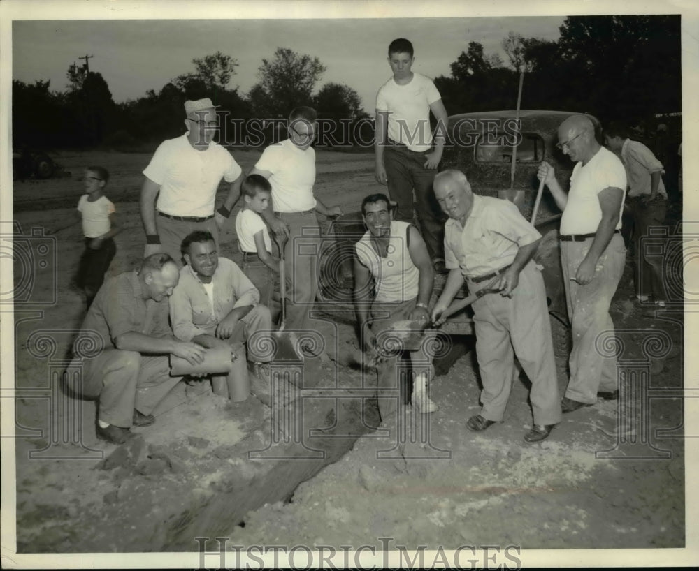 1962 Press Photo Parish Men build Football Field - ned53302 - Historic Images