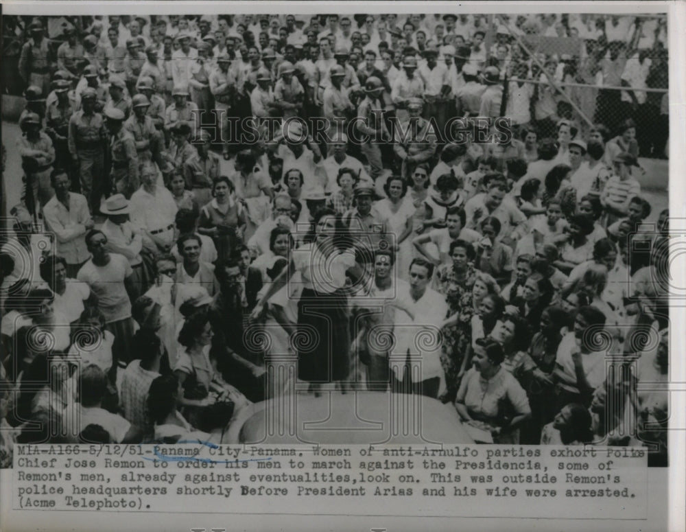 1951 Press Photo Panama City, Panama, Anti Arnulfo Demonstrations, Street Riots-Historic Images