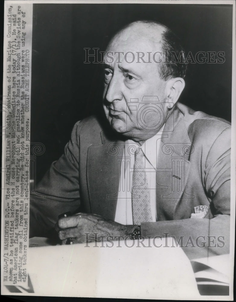 1947 Press Photo Vice Admiral William Smith in Washington, D.C.-Historic Images