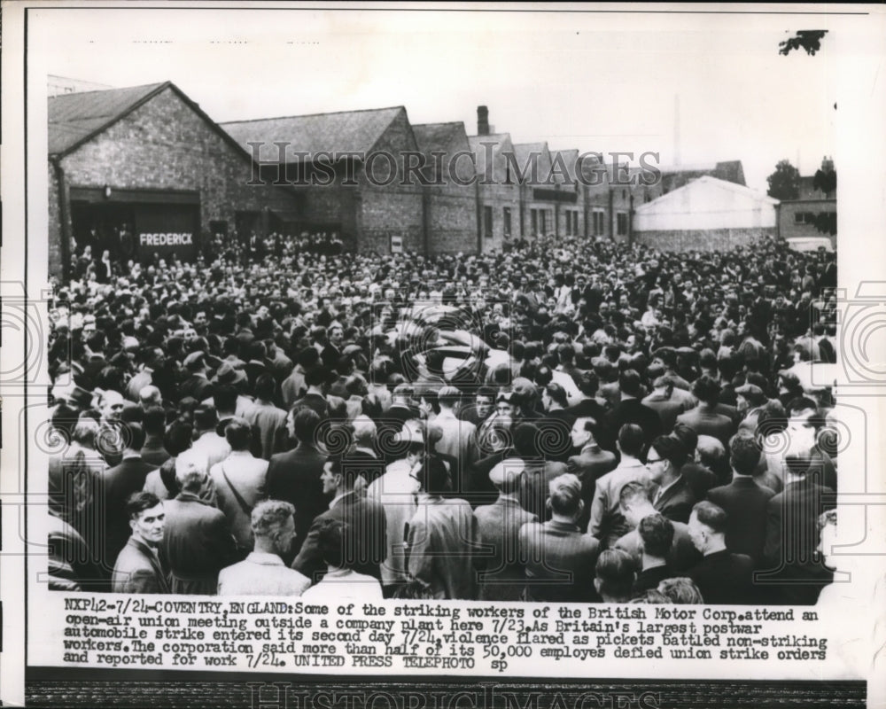 1956 Press Photo Striking Workers British Motor Corporation- Historic Images