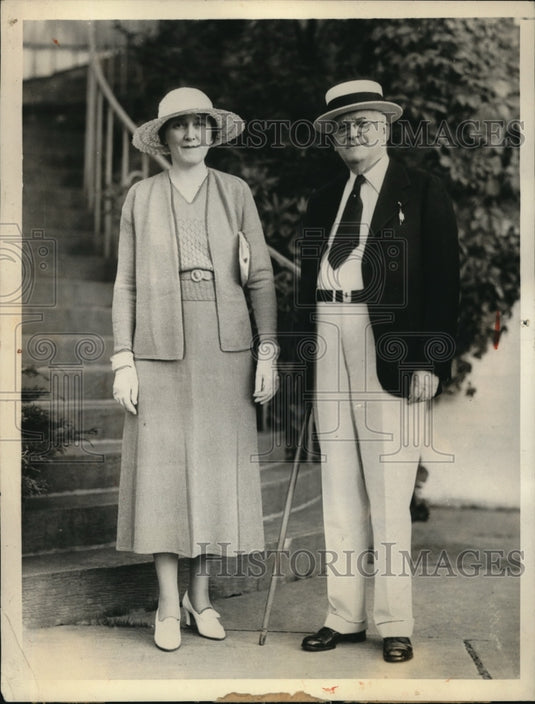 1933 Press Photo Gov. John Garland of Virginia and Bride at White Sulphur - Historic Images