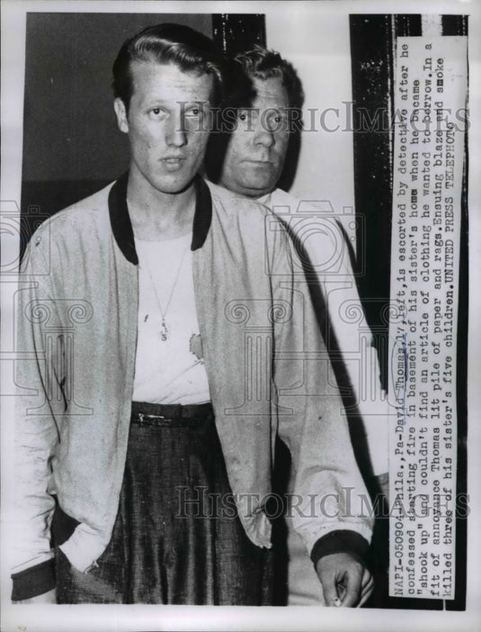 1957 Press Photo Philadelphia Pa David Thomas started fire in sister's house,-Historic Images