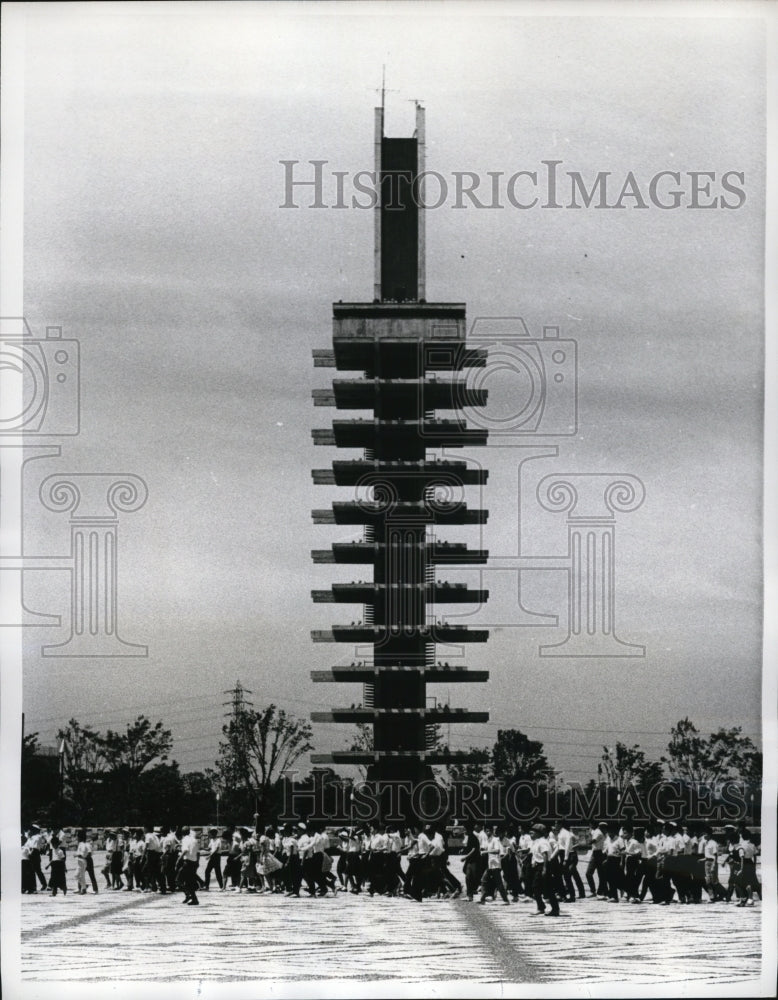 1964 Press Photo The dramatic Tiered Tower will be used for police observation - Historic Images