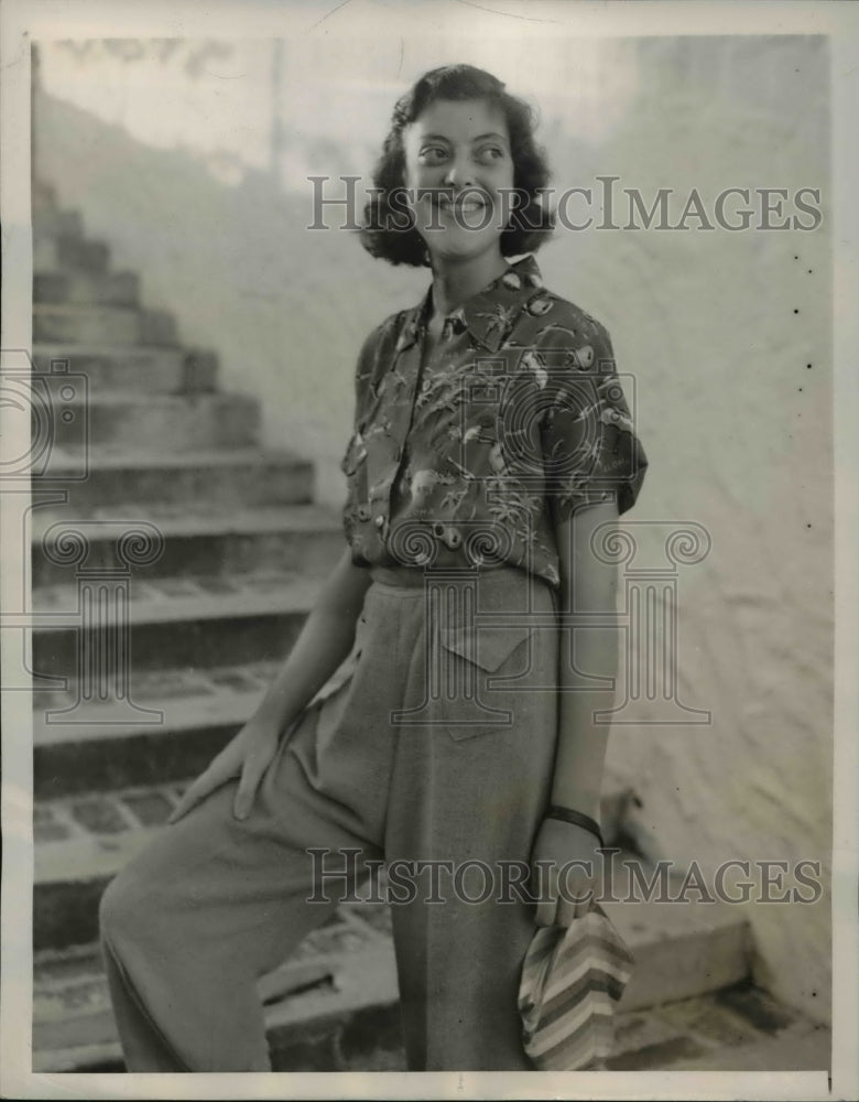 1939 Press Photo Palm Beach Fla June Dunn spectator at tennis match - Historic Images