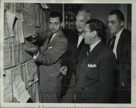 1953 Press Photo Stuart Novins, Tom Scott, Alfredo Antonini & Producer Al Morgan-Historic Images