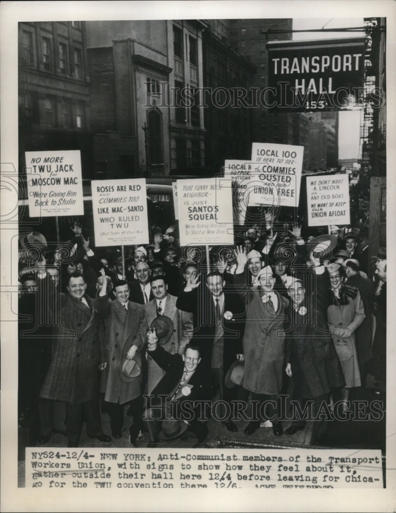 1948 Press Photo Anti-Communist members of the Transport Workers Union - Historic Images