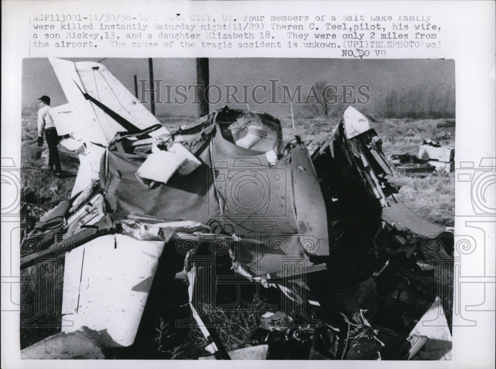 1958 Press Photo Salt Lake Family killed instantly Theren C. Teel Pilot - Historic Images