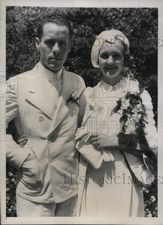 1934 Press Photo Dorothy Leeds And Jack Dolton Wed At Santa Barbara Mission-Historic Images