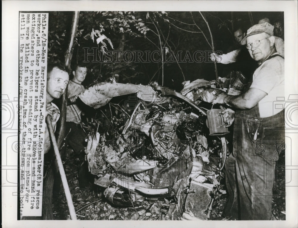 1949 Press Photo Charles A. Steinwalter Rescue Worker Aids in Plane Crash-Historic Images