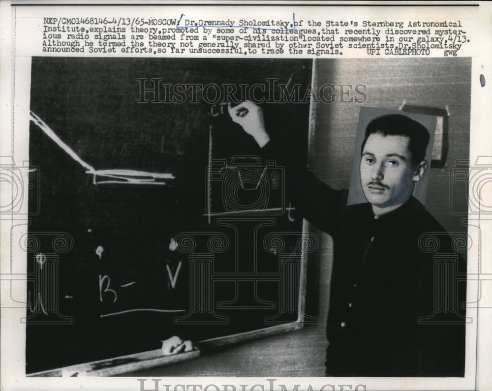 1965 Press Photo Dr Grennady Sholomitsky of Moscow&#39;s Sternberg Astronomical Inst - Historic Images