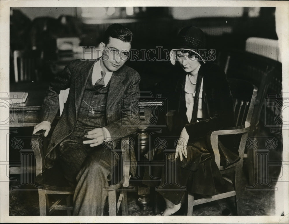 1931 Press Photo Alline Keck and her Attorney Howard Payne During Trial - Historic Images
