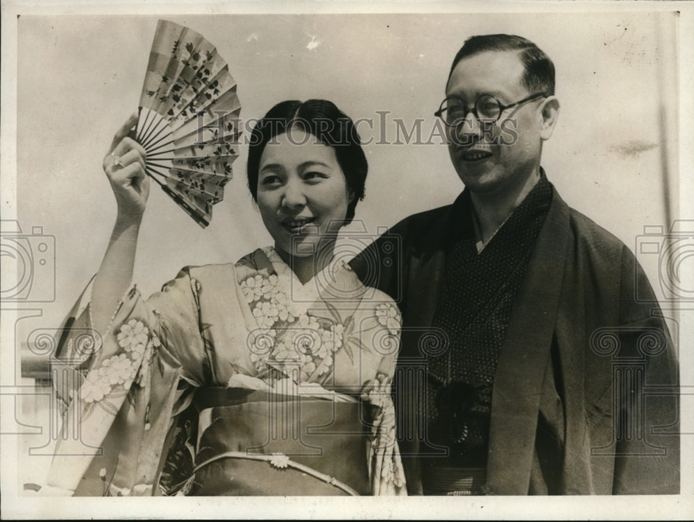 1931 Press Photo Genji Matsuda arrived in San Francisco with his wife - Historic Images
