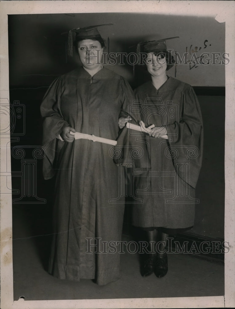 1921 Press Photo Mrs. Mary Keane &amp; Daughter Helen Graduate Lane High School - Historic Images