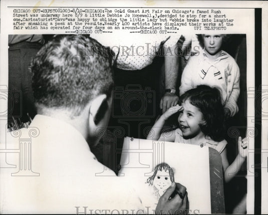 1959 Press Photo Caricaturist "Davo"  Sketch Debbie Jo Hopewell - Historic Images