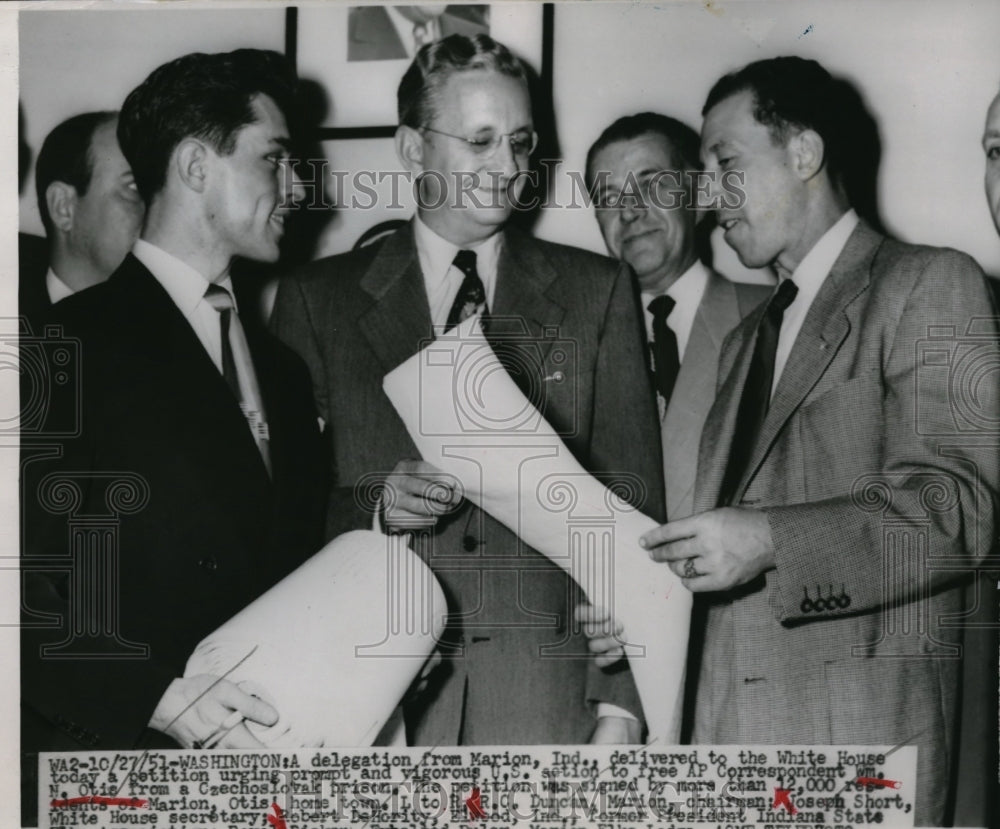 1951 Press Photo R.C Duncan, Joseph Short and Robert DeHority a the White House - Historic Images