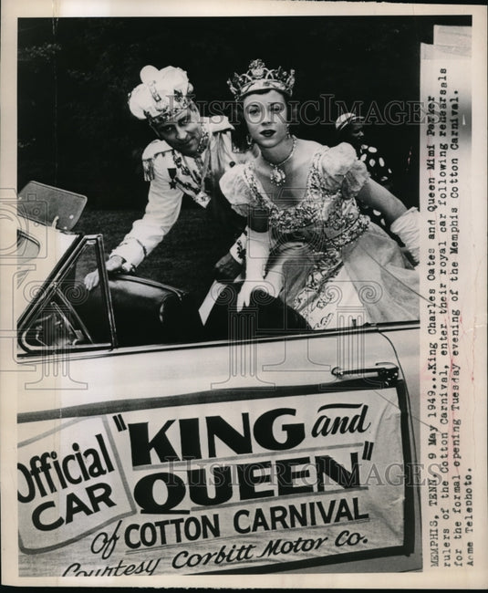 1949 Press Photo King Charles Oates & Queen Mimi Parker of Cotton Carnival Tenn - Historic Images