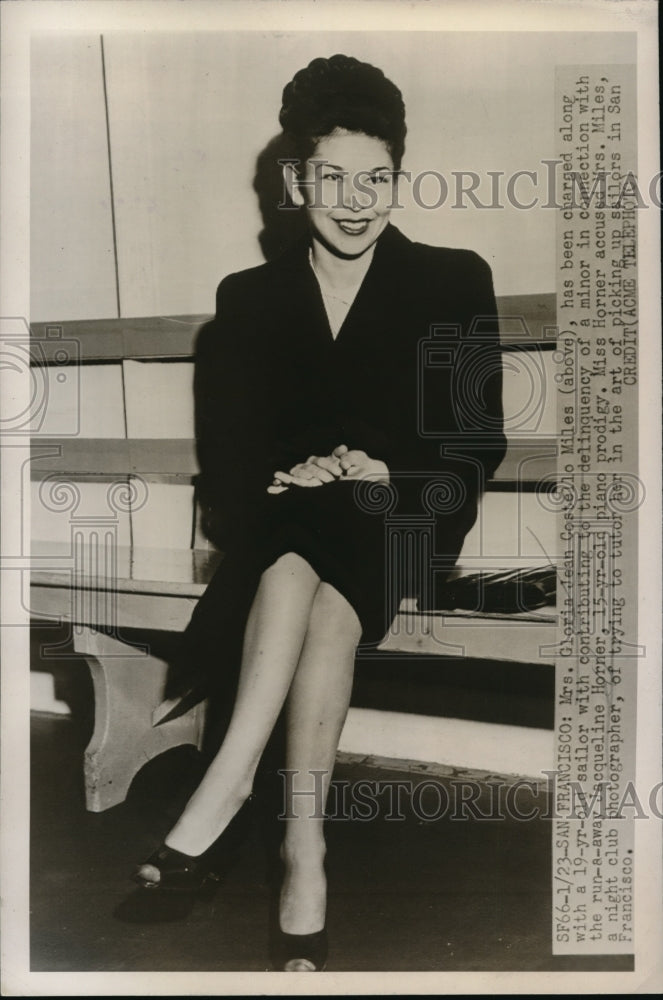 1948 Press Photo Gloria Jean Costello Miles charged with delinquency of minor - Historic Images