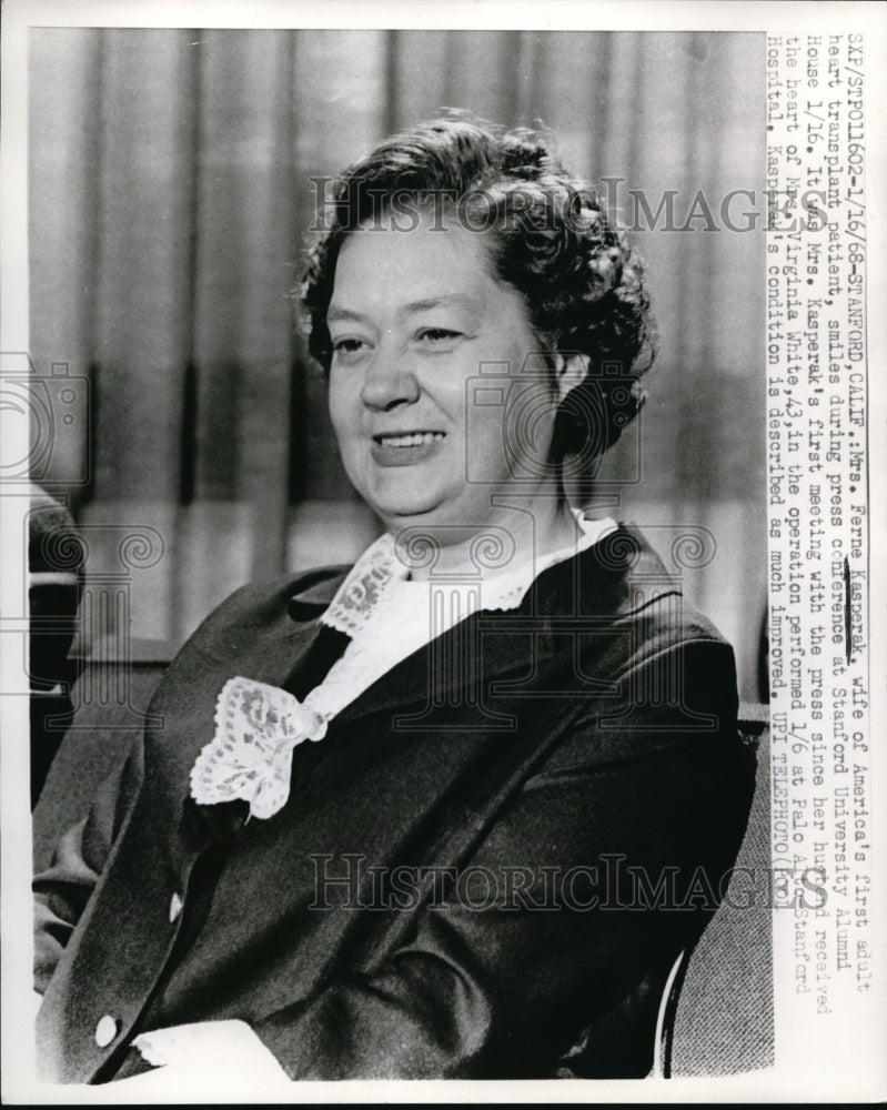1968 Press Photo Mrs. Ferne Kasperak, wife of America's 1st heart transplant - Historic Images