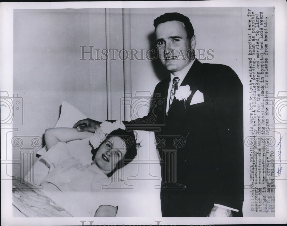 1953 Press Photo Not even an emergency appendectomy stops this bride to be - Historic Images