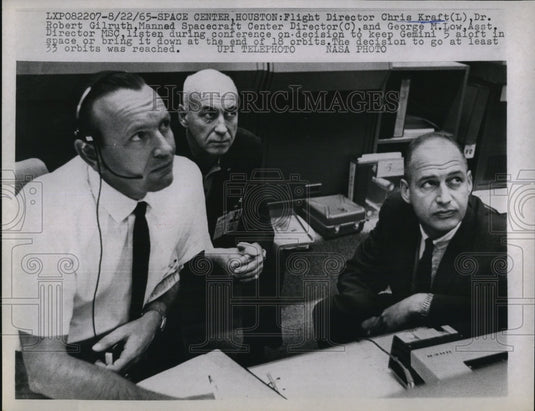 1965 Press Photo Space Center Houston Chris Kraft, Rbt Gilruth, Geo Low - Historic Images
