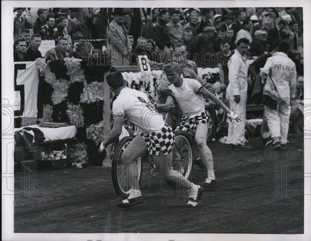 1952 Press Photo Indianapolis Ind annual relay bike race Russ Keller, Jerry Ruff - Historic Images