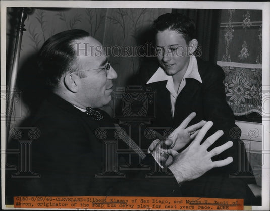 1946 Press Photo Cleveland Gilbert Klecam & Myron E Scott plan soap box derby - Historic Images
