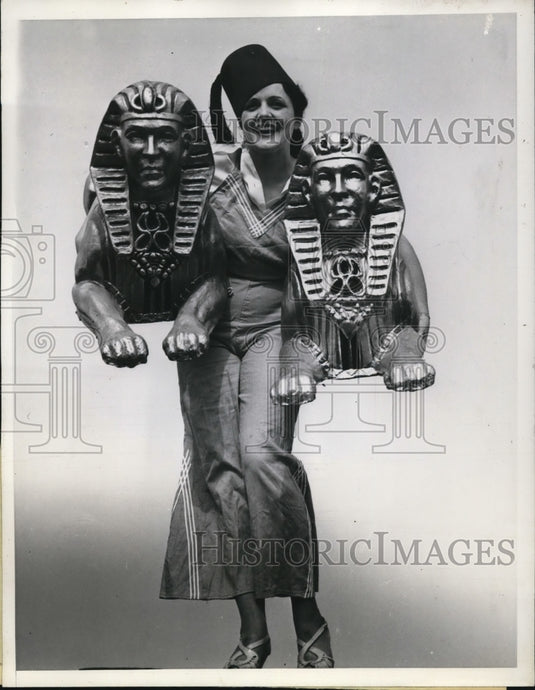 1938 Press Photo Miss Ruth Magden, one of Los Angeles beauties with the emblems - Historic Images