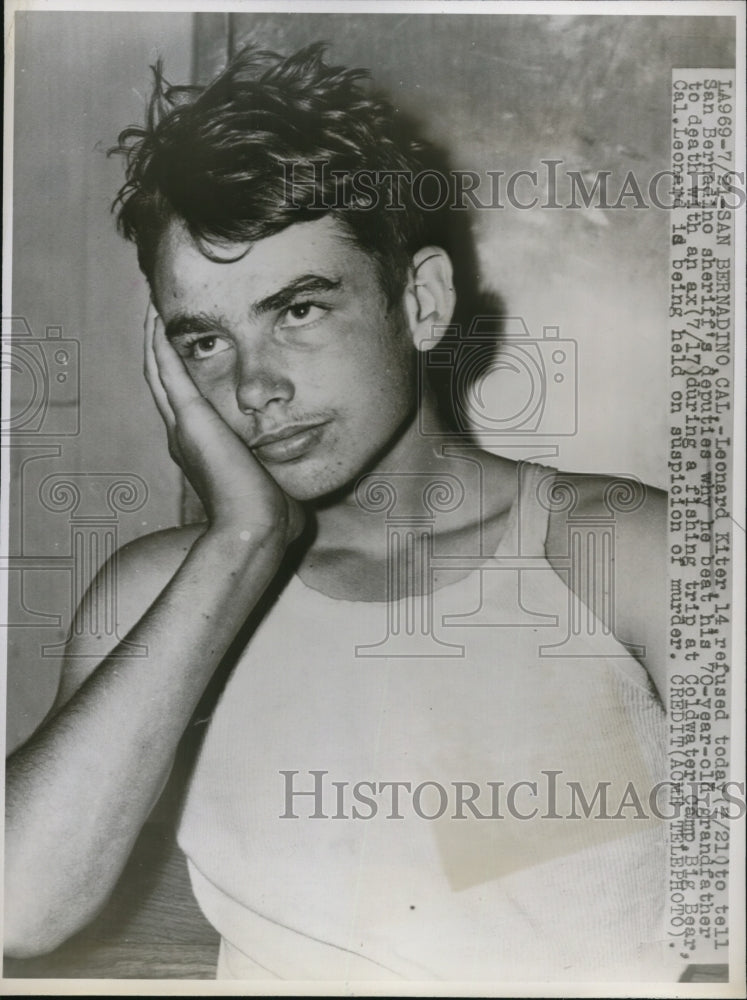 1947 Press Photo Leonard Kiter accused of beating his grandfather to death - Historic Images