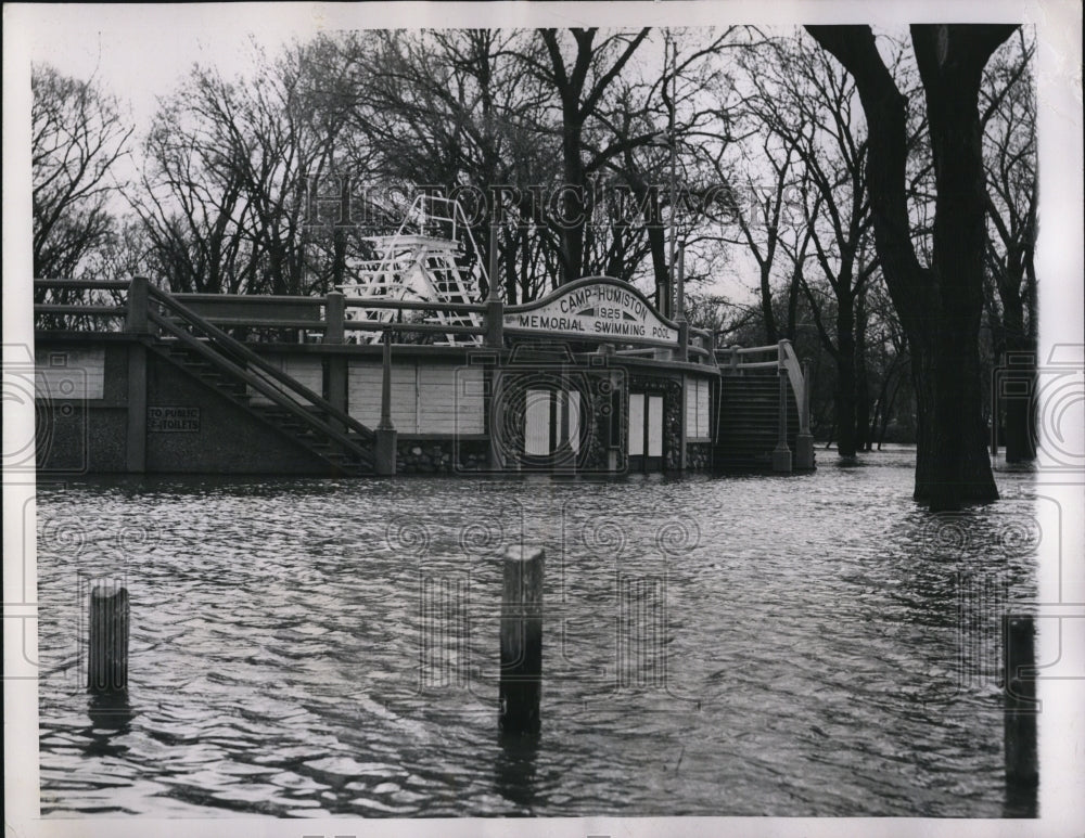 1950 Press Photo Vermilion River Overflowed caused by Heavy Rains - Historic Images