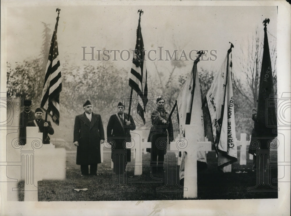 1939 Press Photo Armistice Day Ceremony at French Cemetery - Historic Images