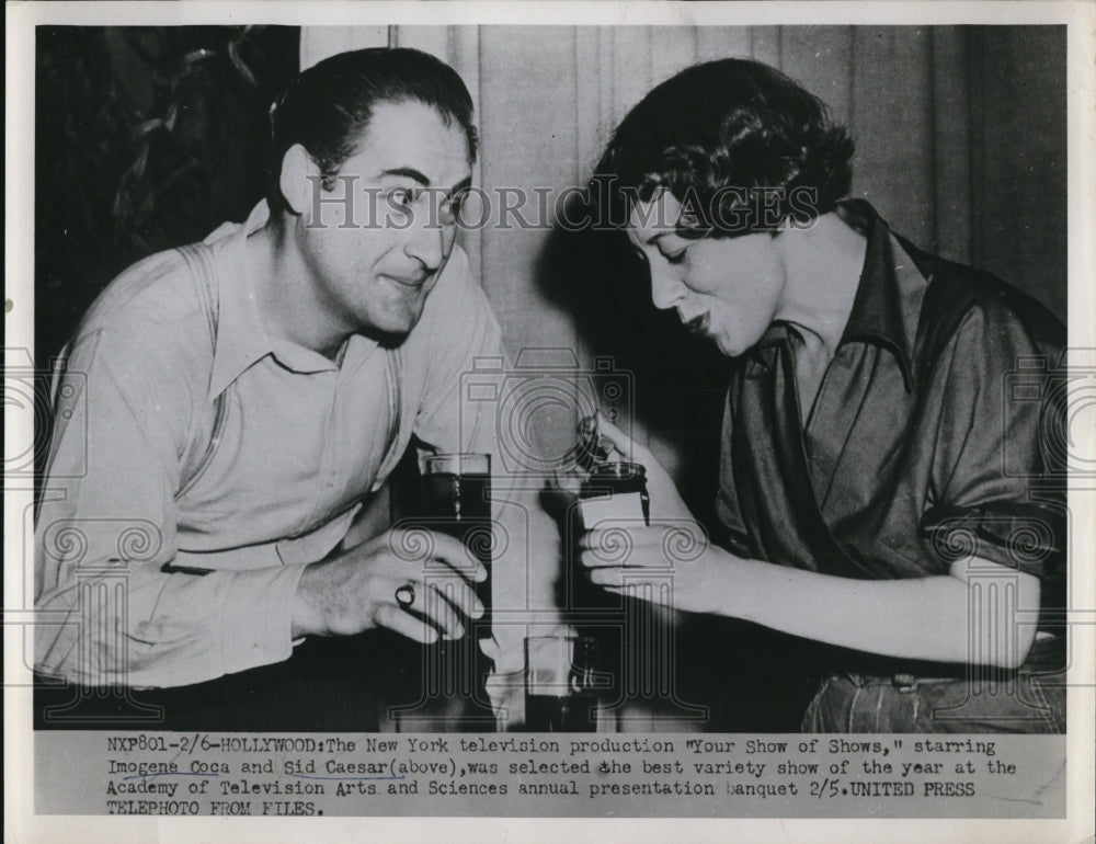 1953 Press Photo Imogene Coca and Sid Ceasar stars in Your Shows of Shows. - Historic Images