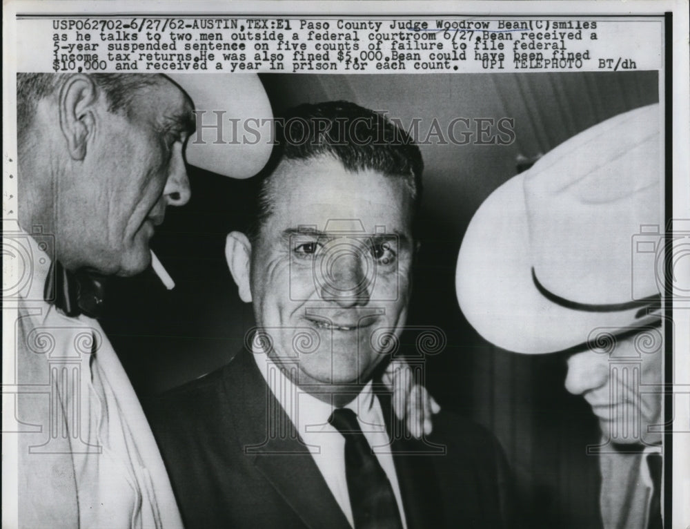 1962 Press Photo El Paso Judge Woodrow Bean After Suspended Sentence - Historic Images