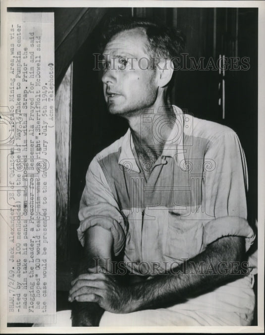 1949 Press Photo Jack Alexander of Quintown was visited by hundred manhood - Historic Images