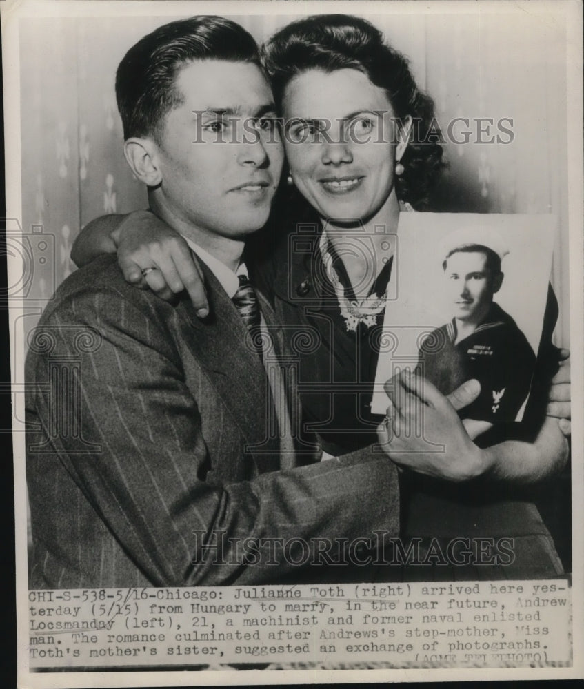 1947 Press Photo Julianne Toth to marry machinist Andrew Locsmanday - Historic Images