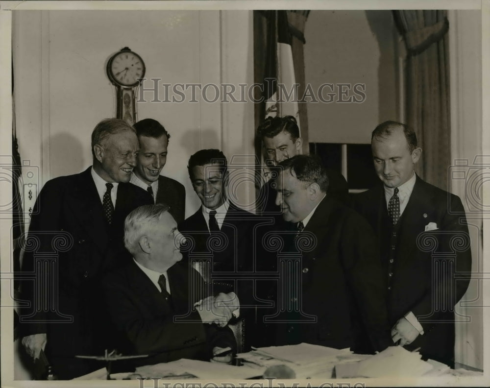 1937 Press Photo W. Seften, D. Macmahon, H. Sacker, A. Hogan, Mender, LaGuardia - Historic Images