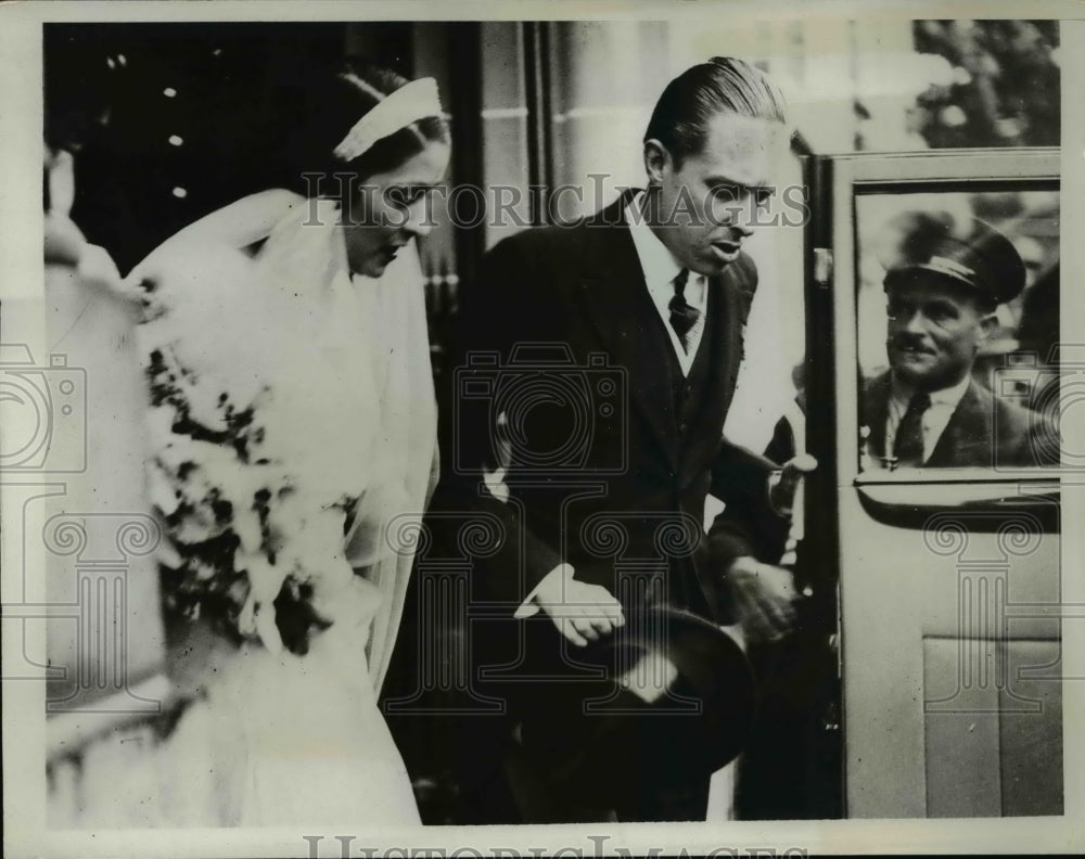 1933 Press Photo Prince de Asturias and Bridge Edelmira Ocejo after Wedding - Historic Images