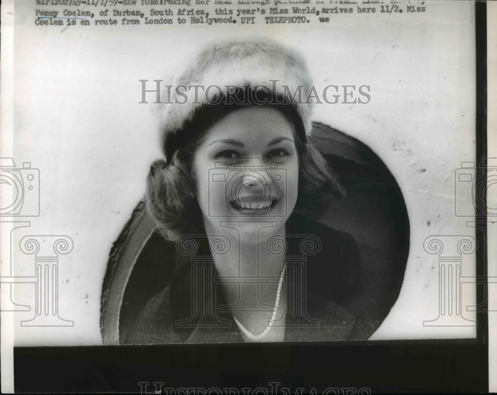 1959 Press Photo New York Penny Coelen Durban South Africa Miss