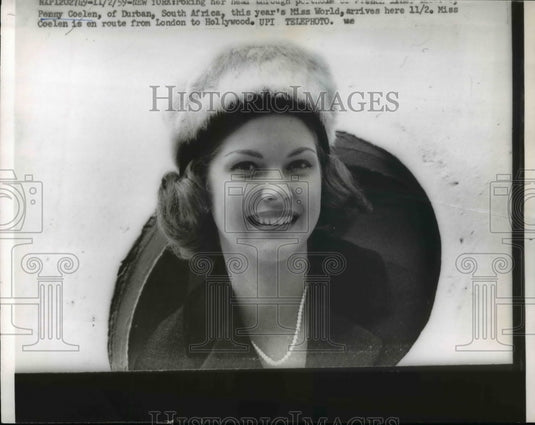 1959 Press Photo New York Penny Coelen Durban South Africa Miss World London - Historic Images