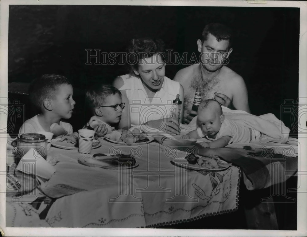 1956 Press Photo Reichwein Family, Gregory, Doug, Fern, George &amp; Janice - Historic Images